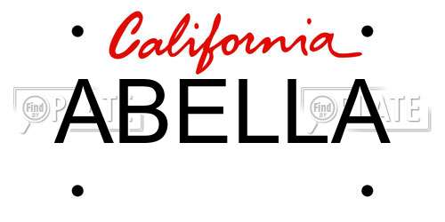 ABELLA California License Plate