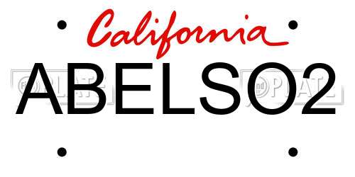 ABELSO2 California License Plate