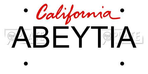 ABEYTIA California License Plate