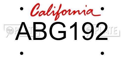 ABG192 California License Plate