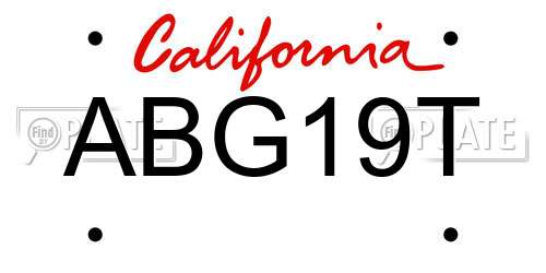 ABG19T California License Plate