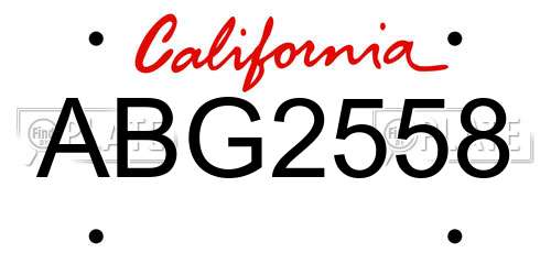 ABG2558 California License Plate