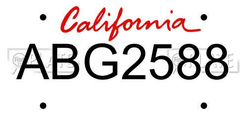 ABG2588 California License Plate