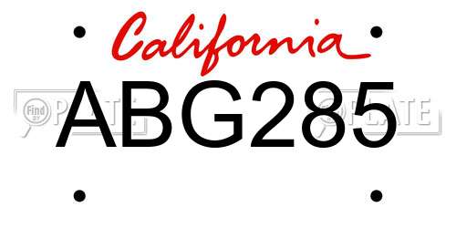 ABG285 California License Plate