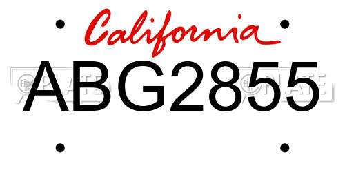 ABG2855 California License Plate