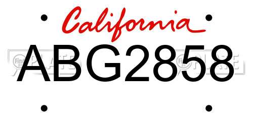 ABG2858 California License Plate