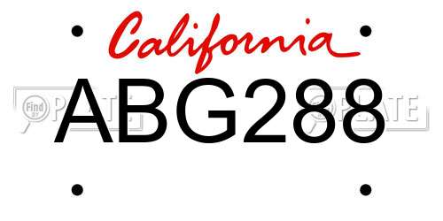 ABG288 California License Plate