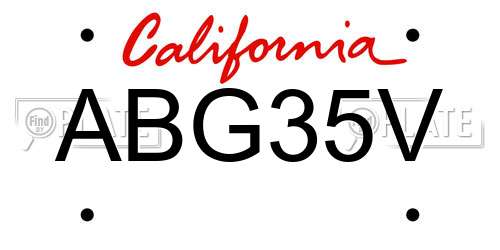 ABG35V California License Plate