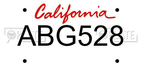 ABG528 California License Plate