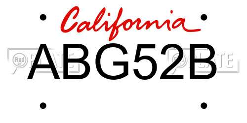 ABG52B California License Plate