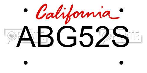 ABG52S California License Plate