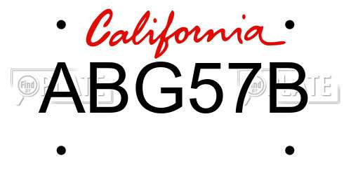 ABG57B California License Plate