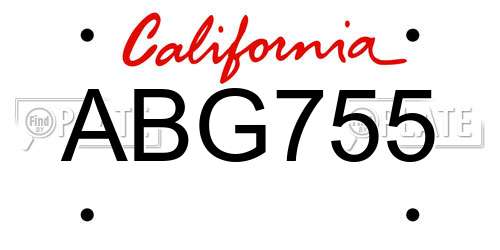 ABG755 California License Plate