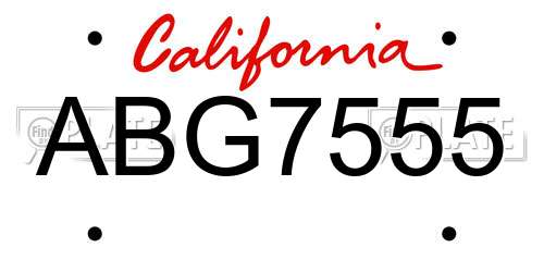 ABG7555 California License Plate