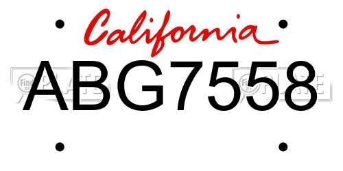 ABG7558 California License Plate