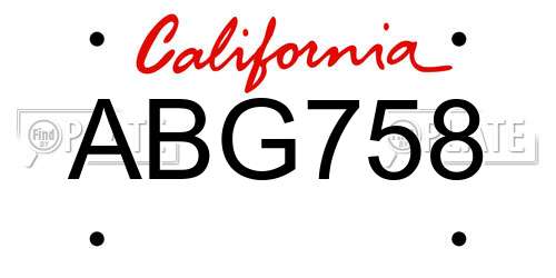 ABG758 California License Plate