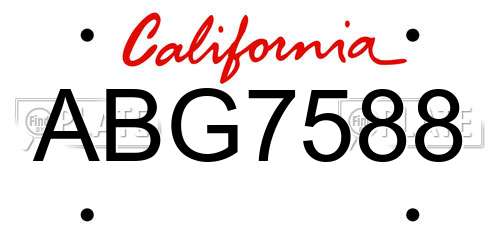 ABG7588 California License Plate