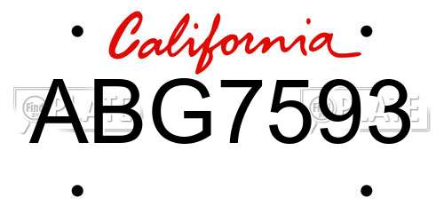 ABG7593 California License Plate
