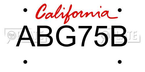 ABG75B California License Plate