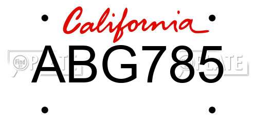 ABG785 California License Plate