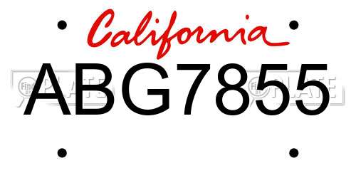 ABG7855 California License Plate