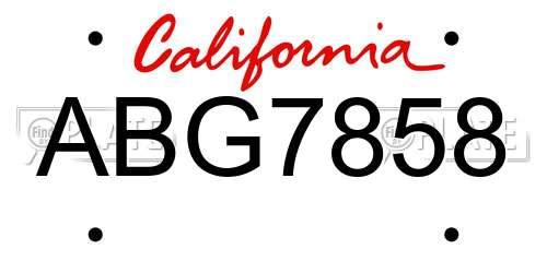 ABG7858 California License Plate