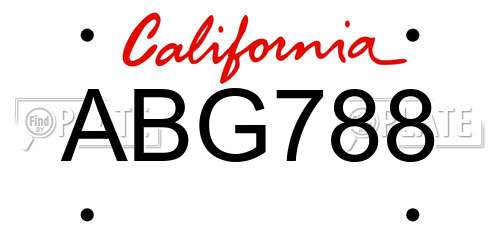 ABG788 California License Plate