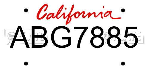 ABG7885 California License Plate