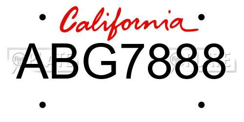 ABG7888 California License Plate