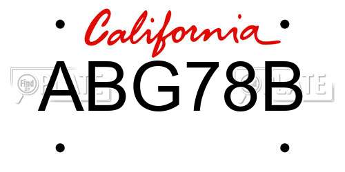 ABG78B California License Plate