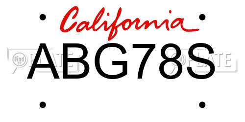 ABG78S California License Plate