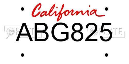 ABG825 California License Plate