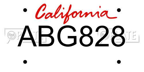 ABG828 California License Plate