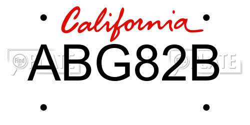 ABG82B California License Plate