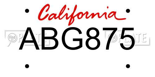 ABG875 California License Plate