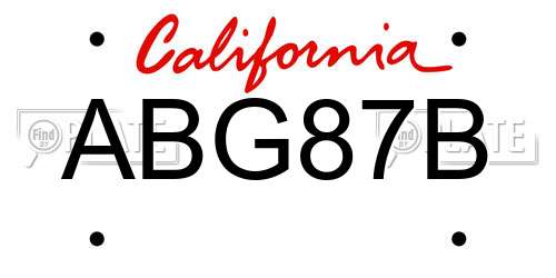 ABG87B California License Plate