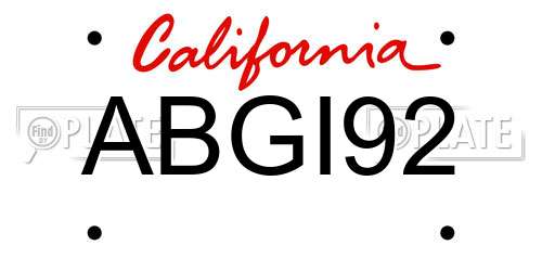 ABGI92 California License Plate