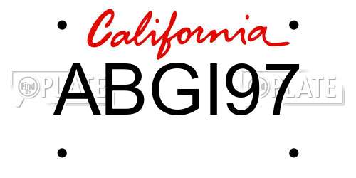 ABGI97 California License Plate