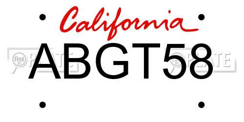 ABGT58 California License Plate