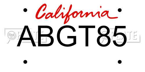 ABGT85 California License Plate