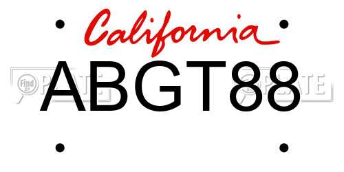 ABGT88 California License Plate