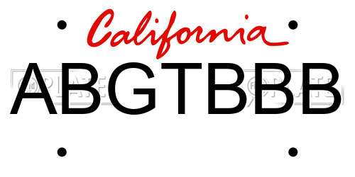ABGTBBB California License Plate