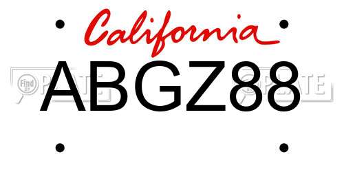ABGZ88 California License Plate