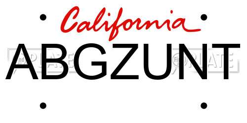 ABGZUNT California License Plate