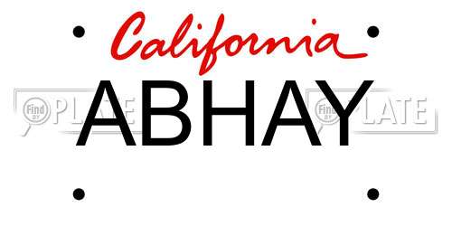 ABHAY California License Plate