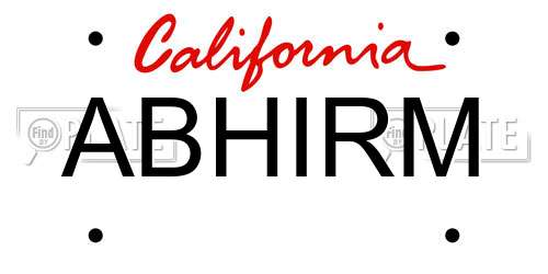 ABHIRM California License Plate