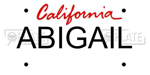 ABIGAIL California License Plate