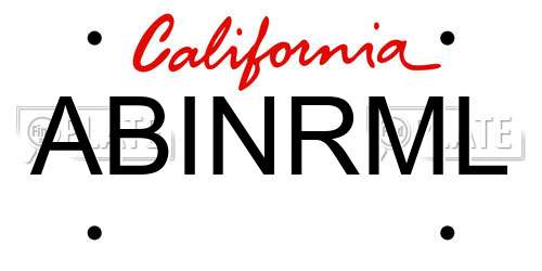 ABINRML California License Plate