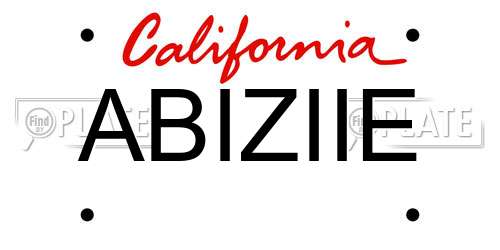 ABIZIIE California License Plate