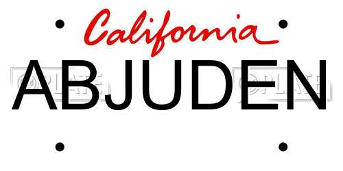 ABJUDEN California License Plate